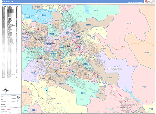 San Jose Map Color Cast Style
